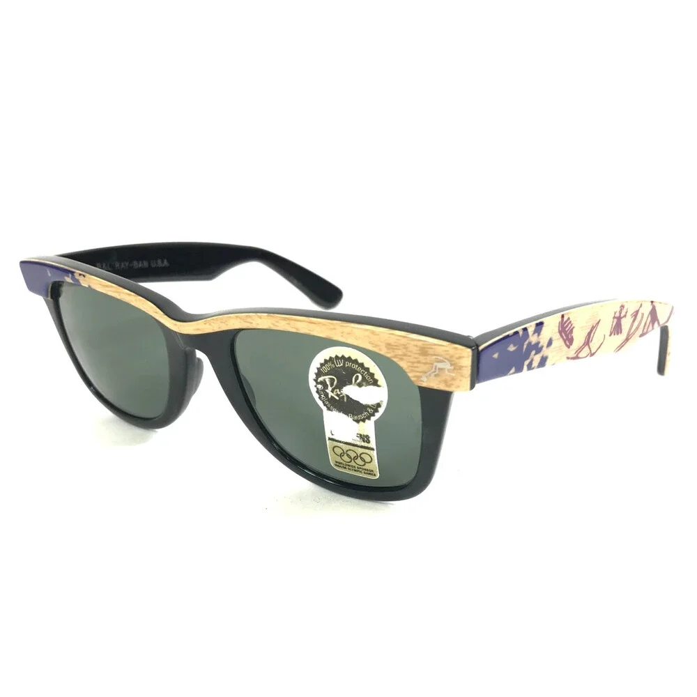 Vintage B&L Ray-Ban Sunglasses Lillehammer 1994 Olympics Wayfarer Gold Blue G-15